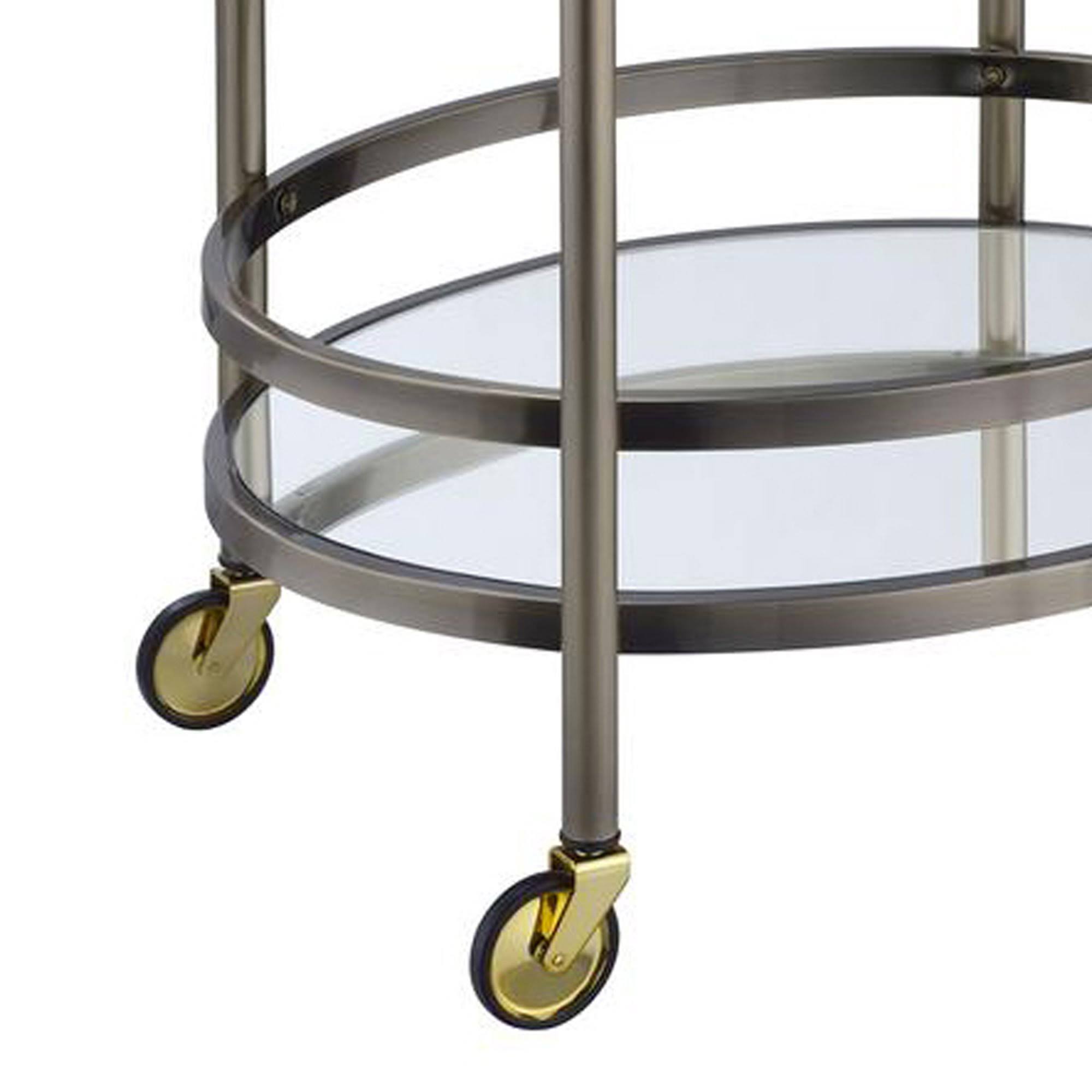 Oval Metal Serving Cart with Clear Glass Y1621
