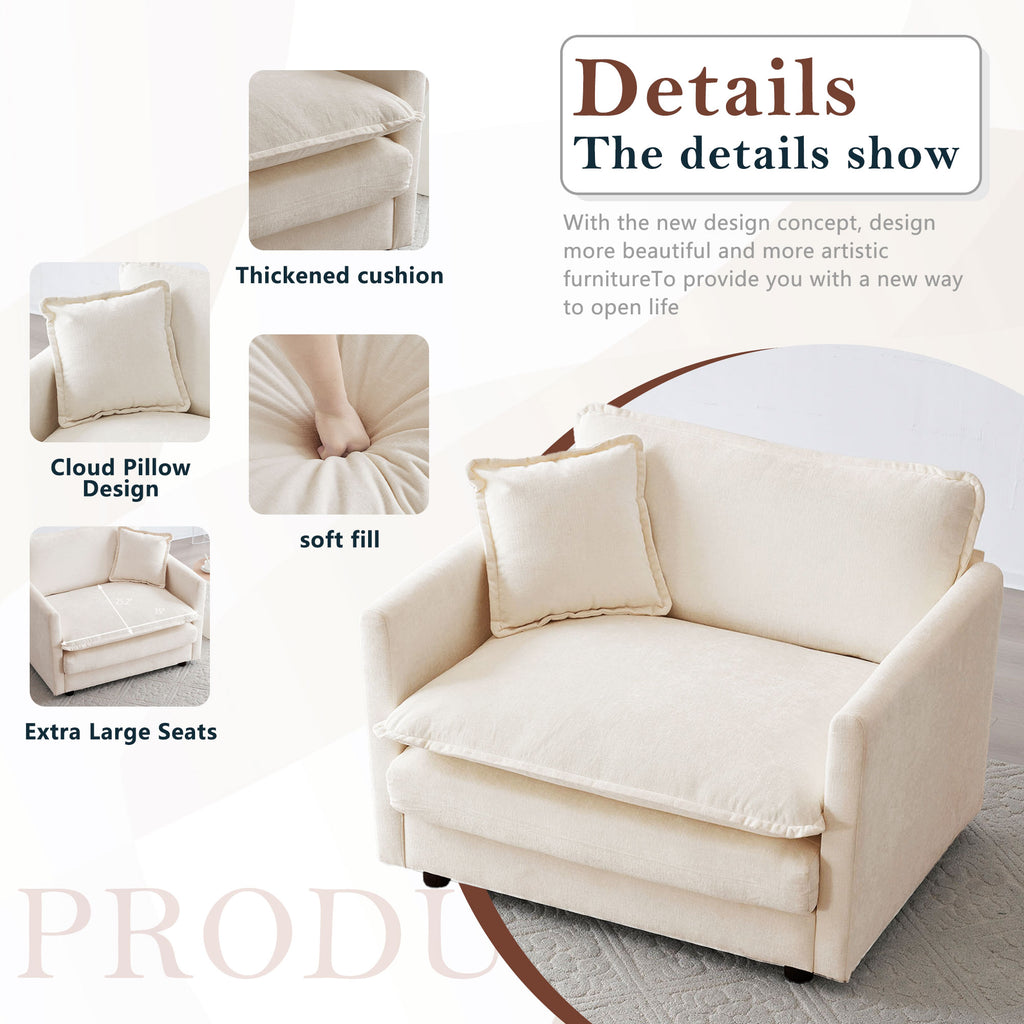 Beige Chenille Fabric 2 Seater Sofa L467636