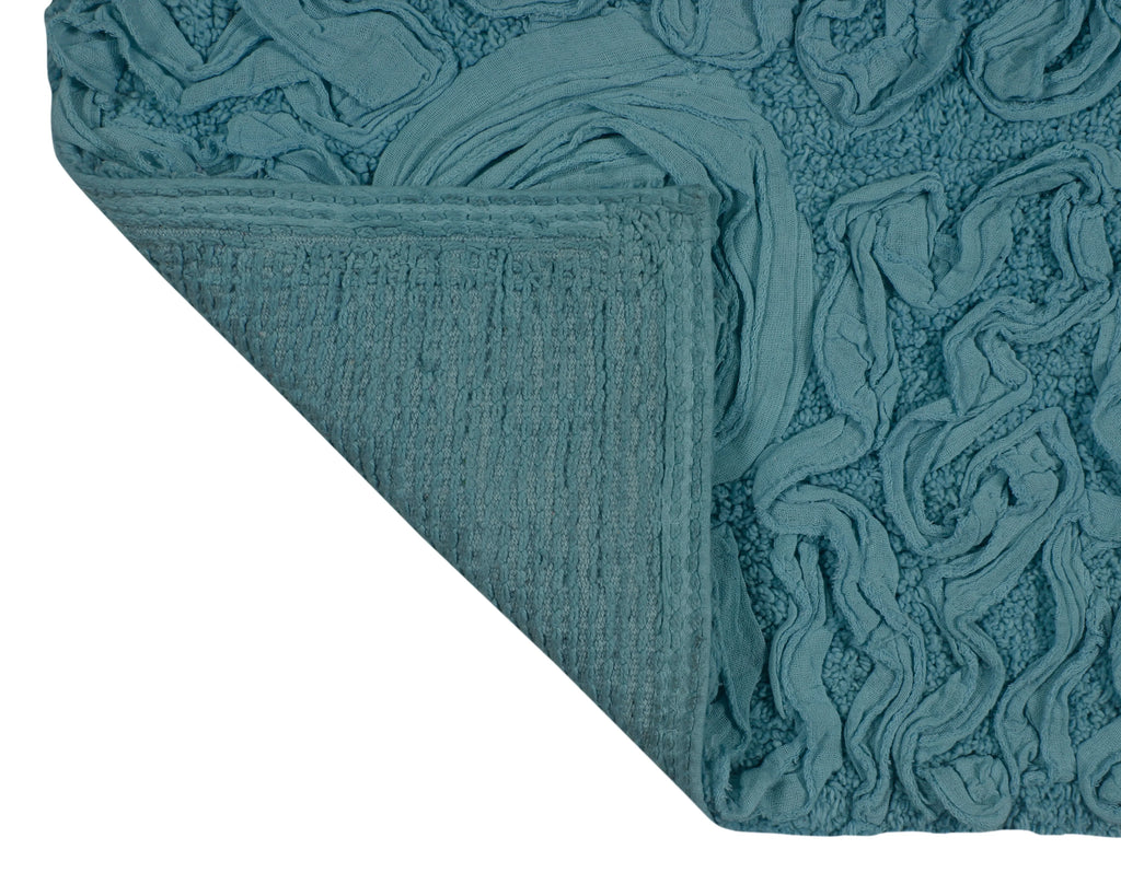 Blue 30" Round Cotton Bathroom Rug Q870191