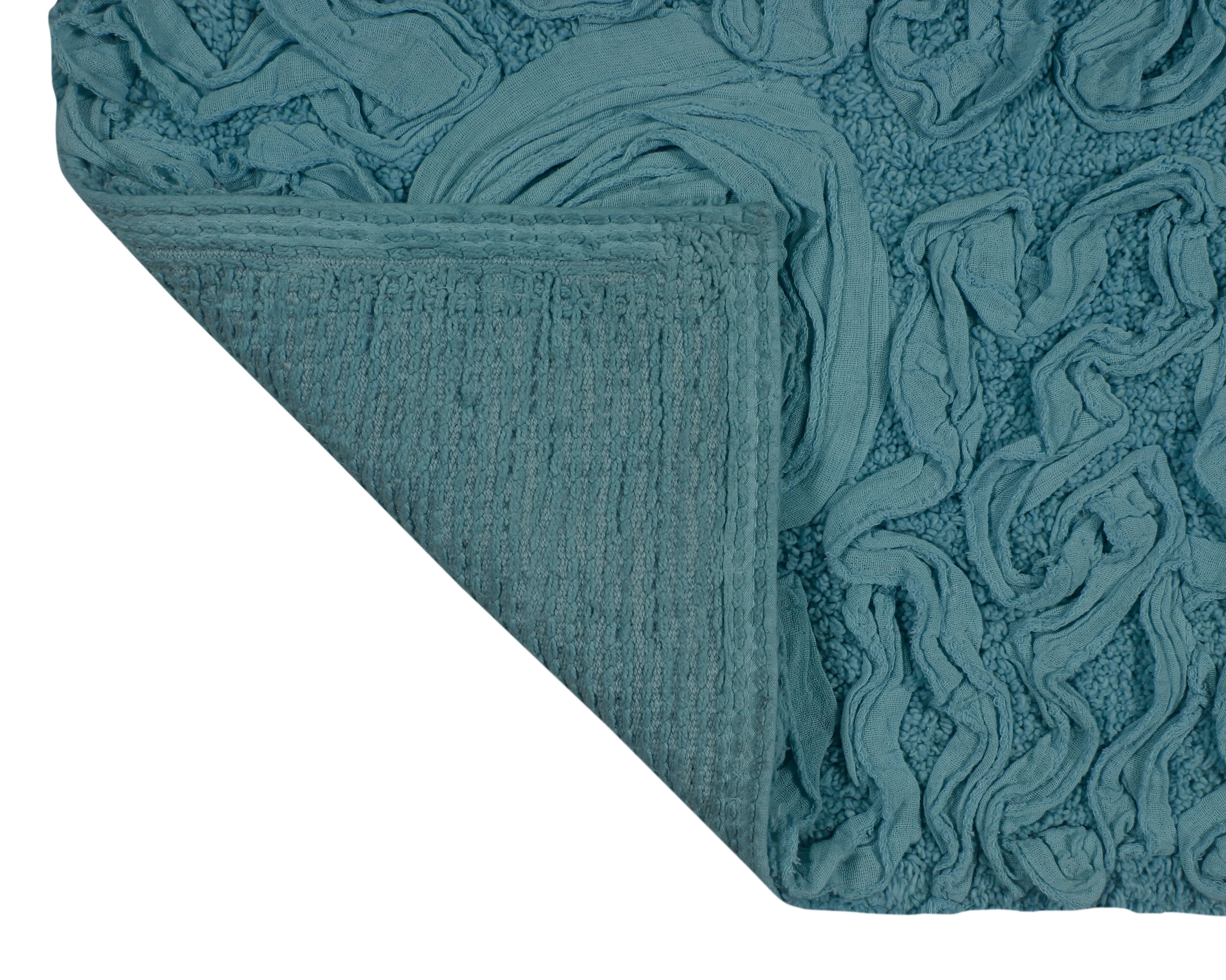 Blue 30" Round Cotton Bathroom Rug Q870191