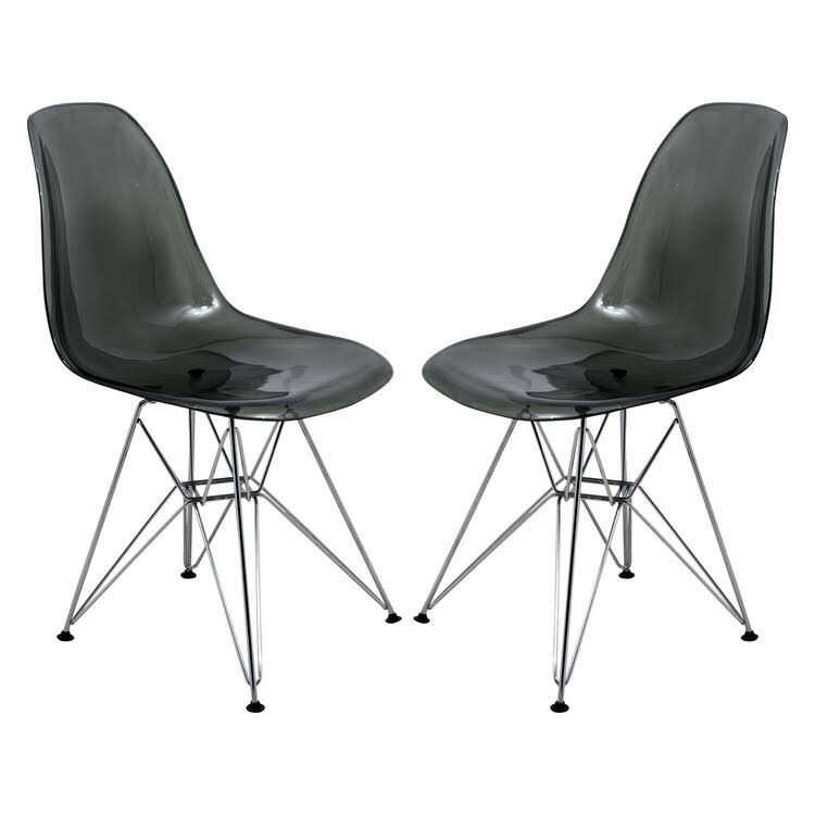 Transparent Black Molded Eiffel Dining Side Chair, Set of 2 V5002