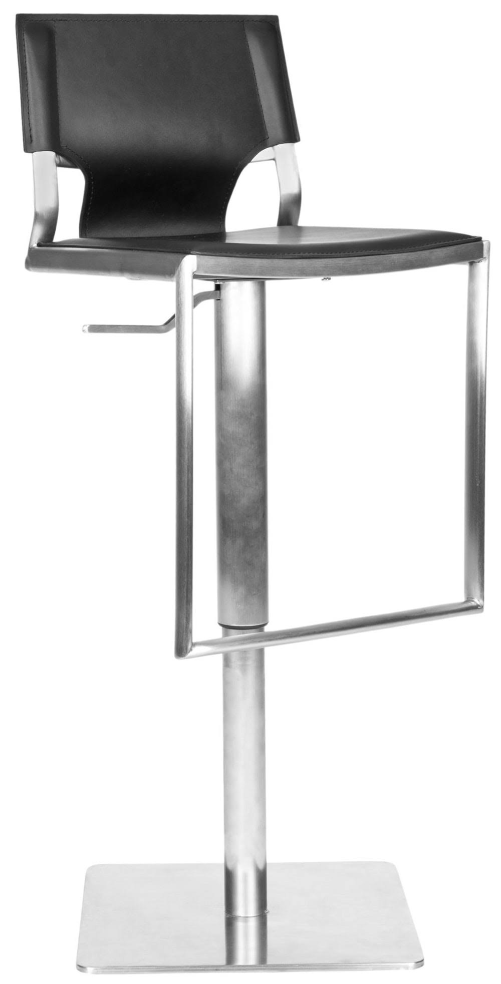 White Leather Seat Stainless Steel Adjustable Bar Stool W2300