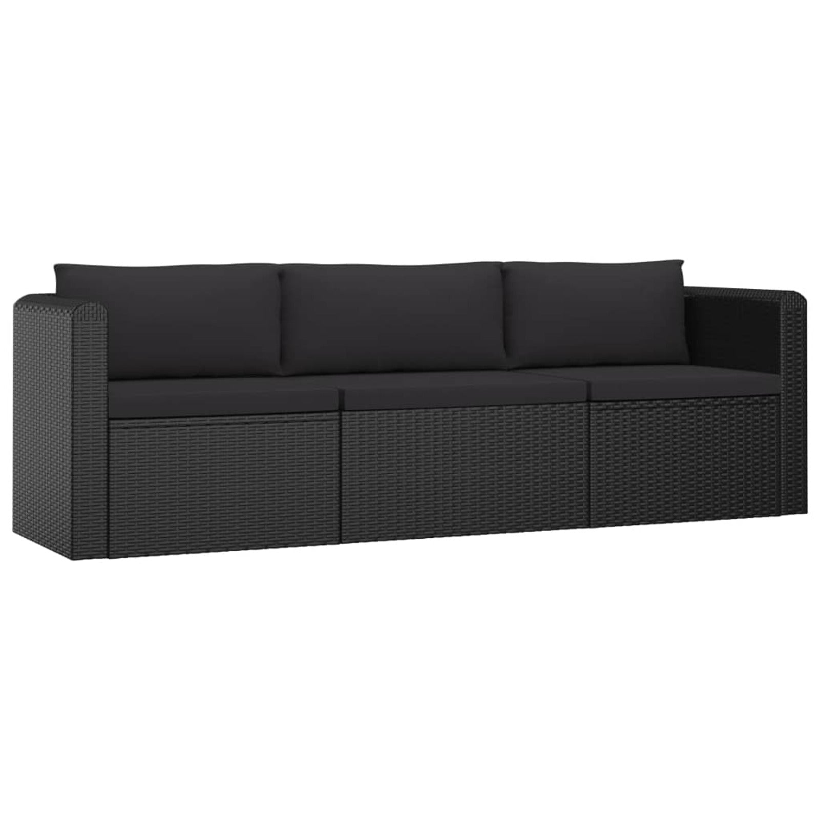 Black Poly Rattan Patio Sofa Set with Cushions O916