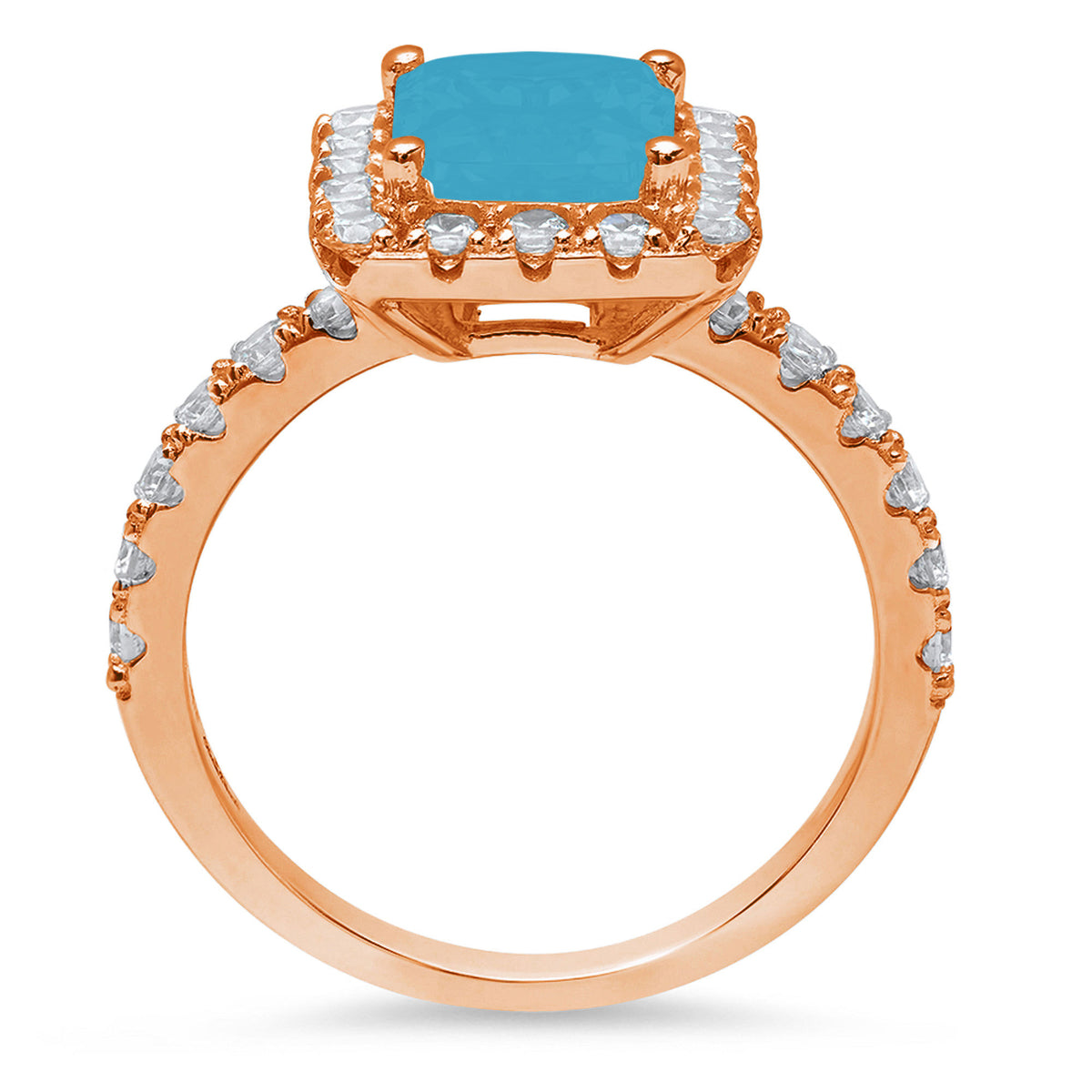 18K Rose Gold Simulated Diamond Ring R8722