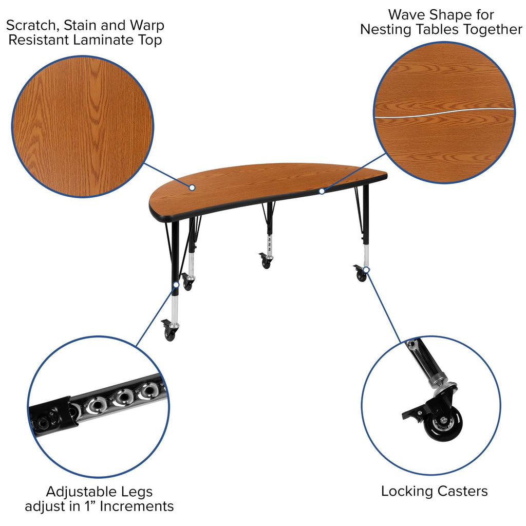 Mobile Laminate Activity Table Set with Student Stack Chairs, Oak/Black P868325
