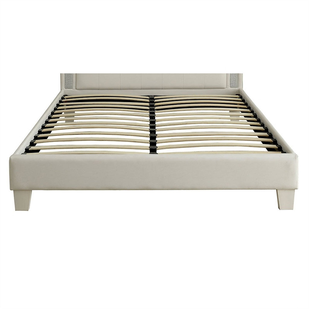 Twin Tufted Platform Bed in White N65573