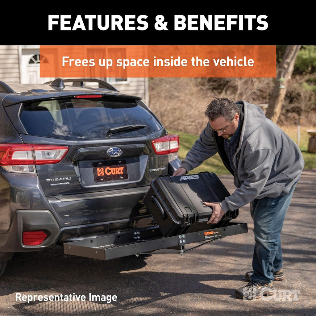 Black Steel Folding Hitch Cargo Carrier E145635