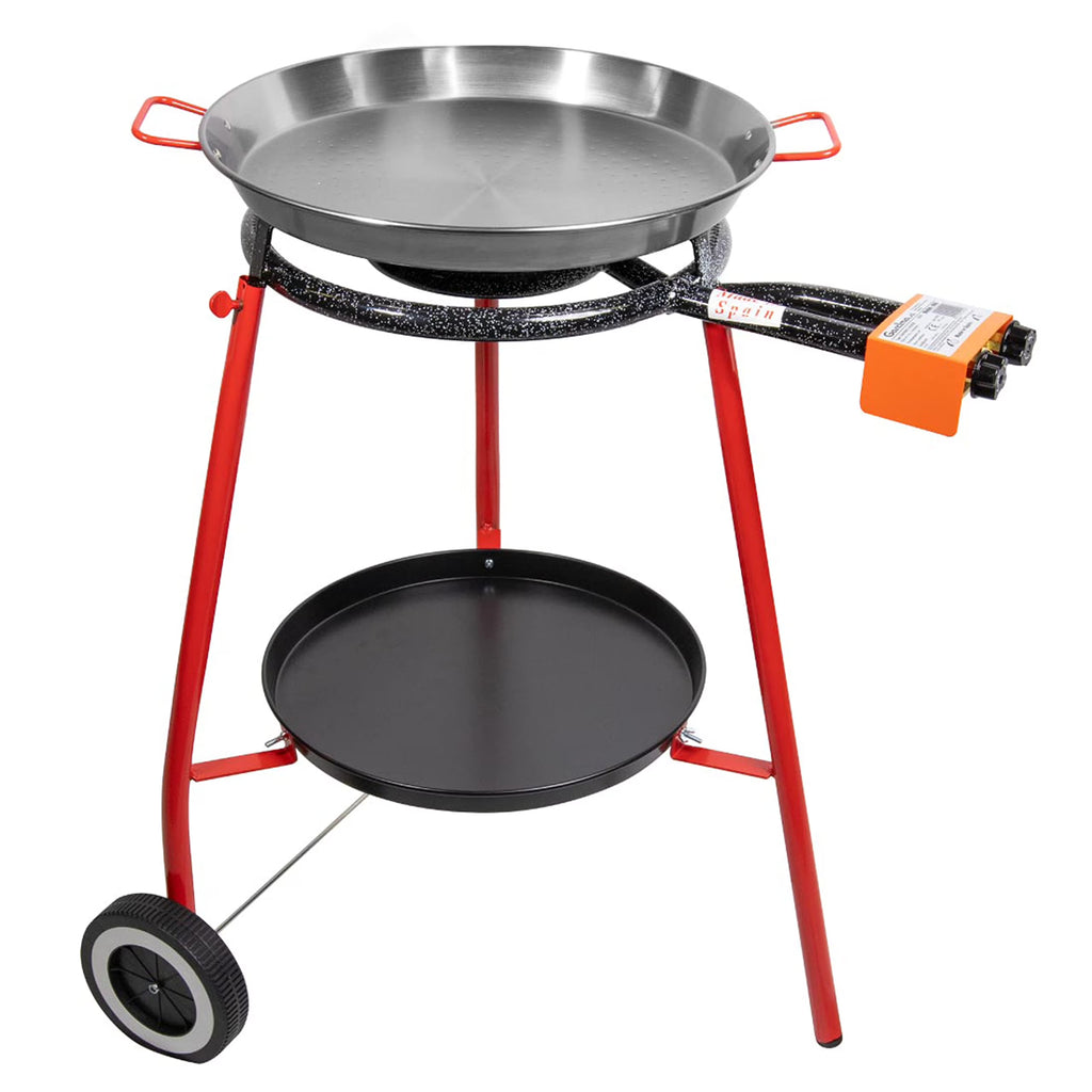 12 Servings Carbon Steel Outdoor Paella Pan Set with Burner and Legs T709