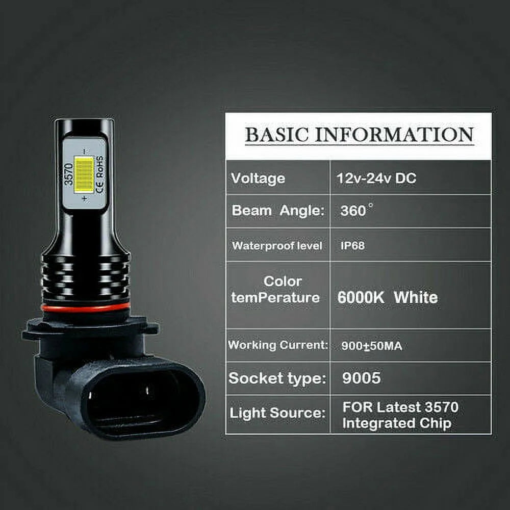6X LED Headlights Bulbs Kit 6000K P667