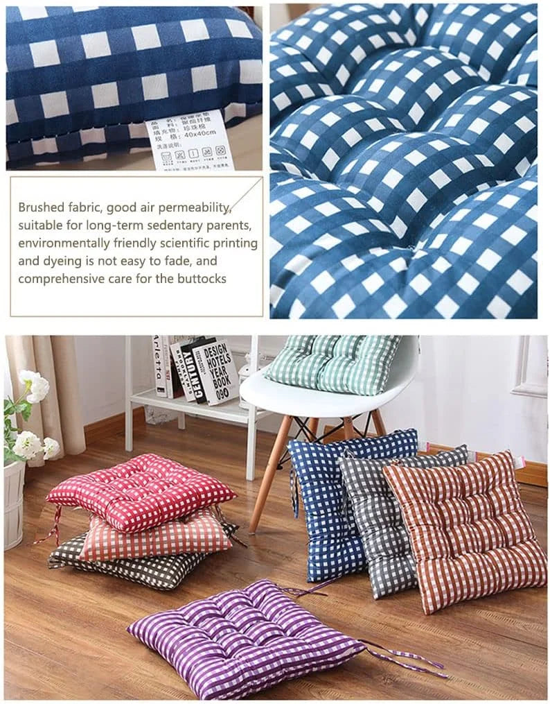 4 Pack Square Non-Slip Thicken Seat Cushion Pads with Ties E1335