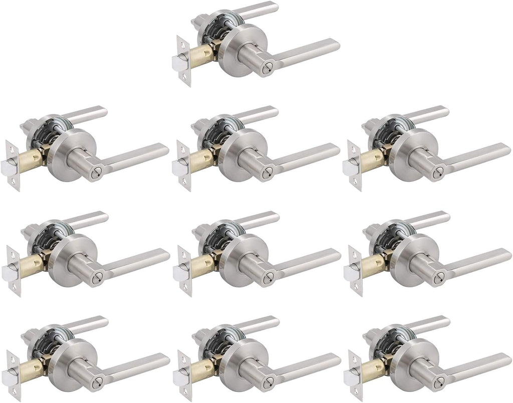 10 Pack Privacy Door Knobs in Satin Nickel J929169