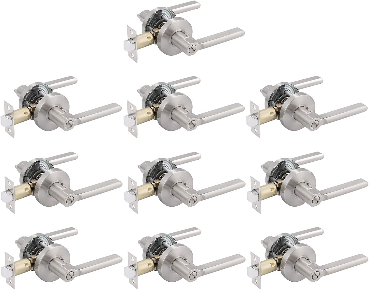 10 Pack Privacy Door Knobs in Satin Nickel J929169