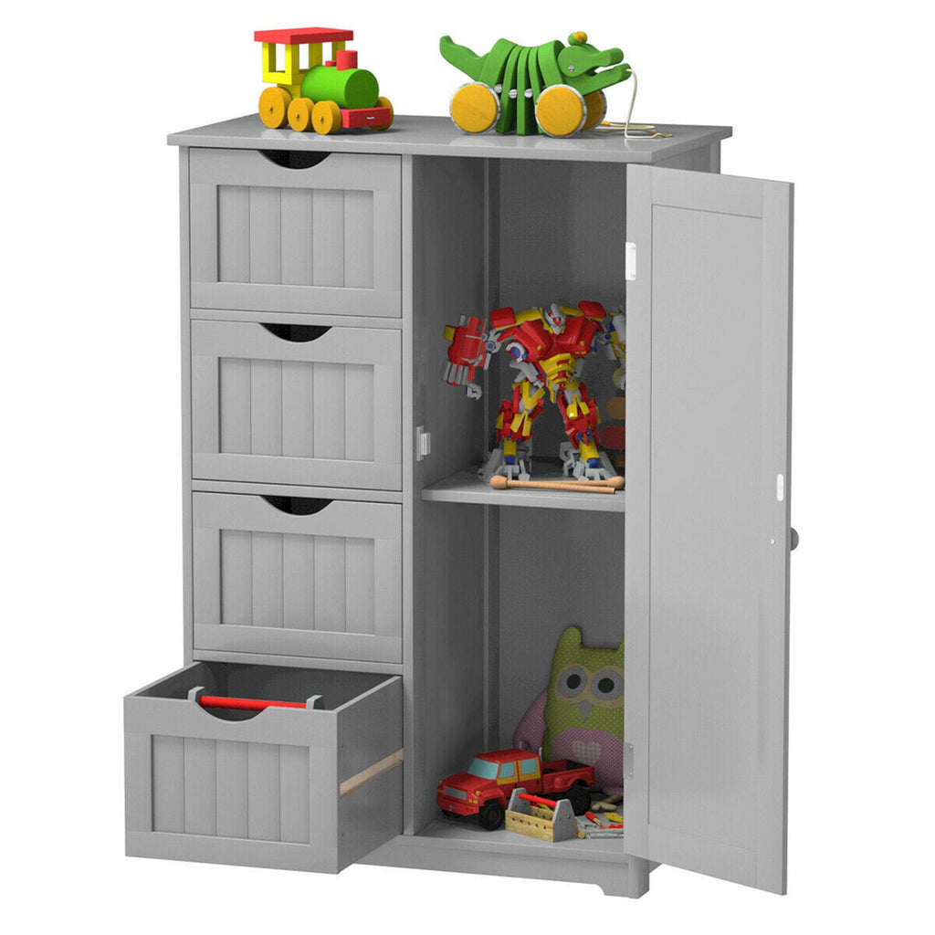 Grey Wooden 4 Drawer Bathroom Floor Cabinet E557