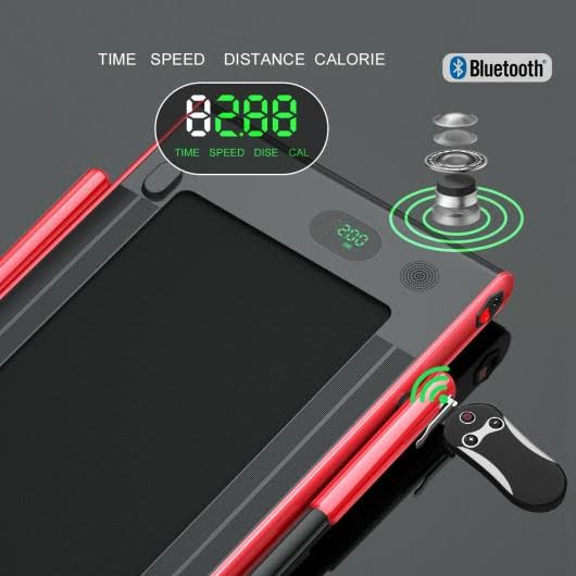 2-in-1 Folding Treadmill with Bluetooth Speaker LED Display Red E68721