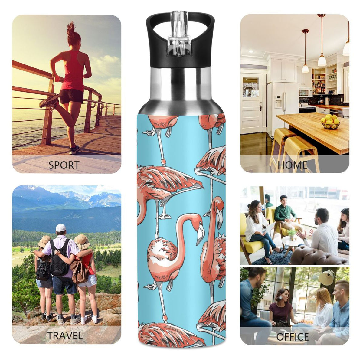 Insulated Stainless Steel Water Bottle with Straw Lid, 20 oz Z352624