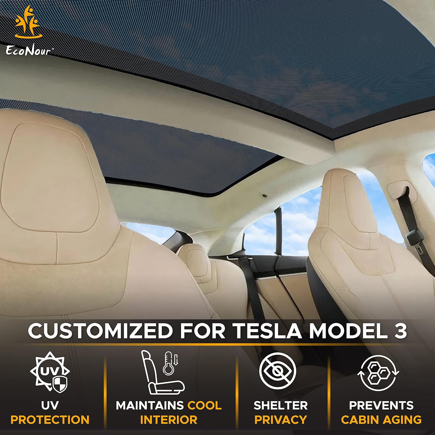 Foldable Sunroof Shade Cover with Heat Insulation Film, Pack of 2 X311