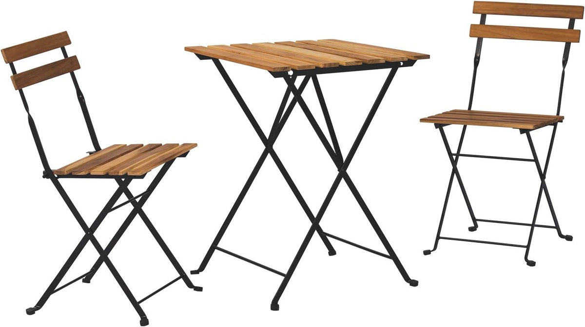 3-Piece Acacia Patio Bistro Set with Folding Table and Chairs I7177