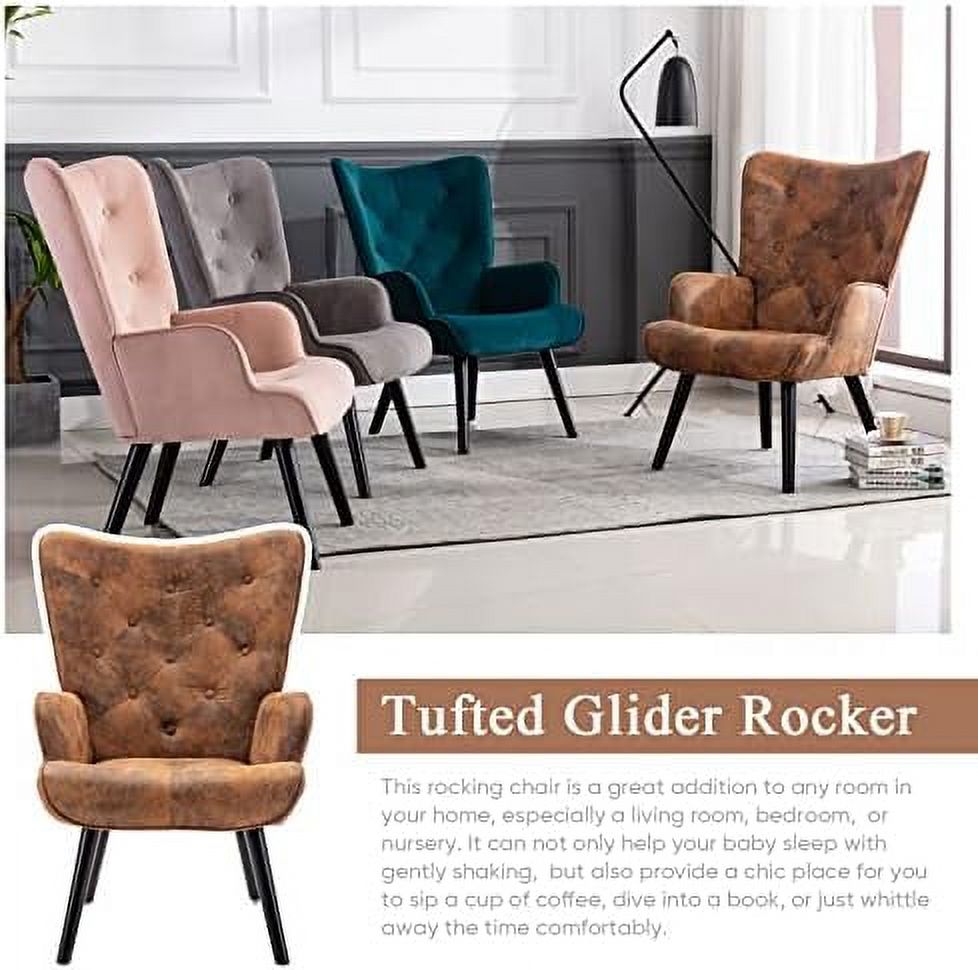 Microfiber Cushioned Wingback Armchairs Set I842