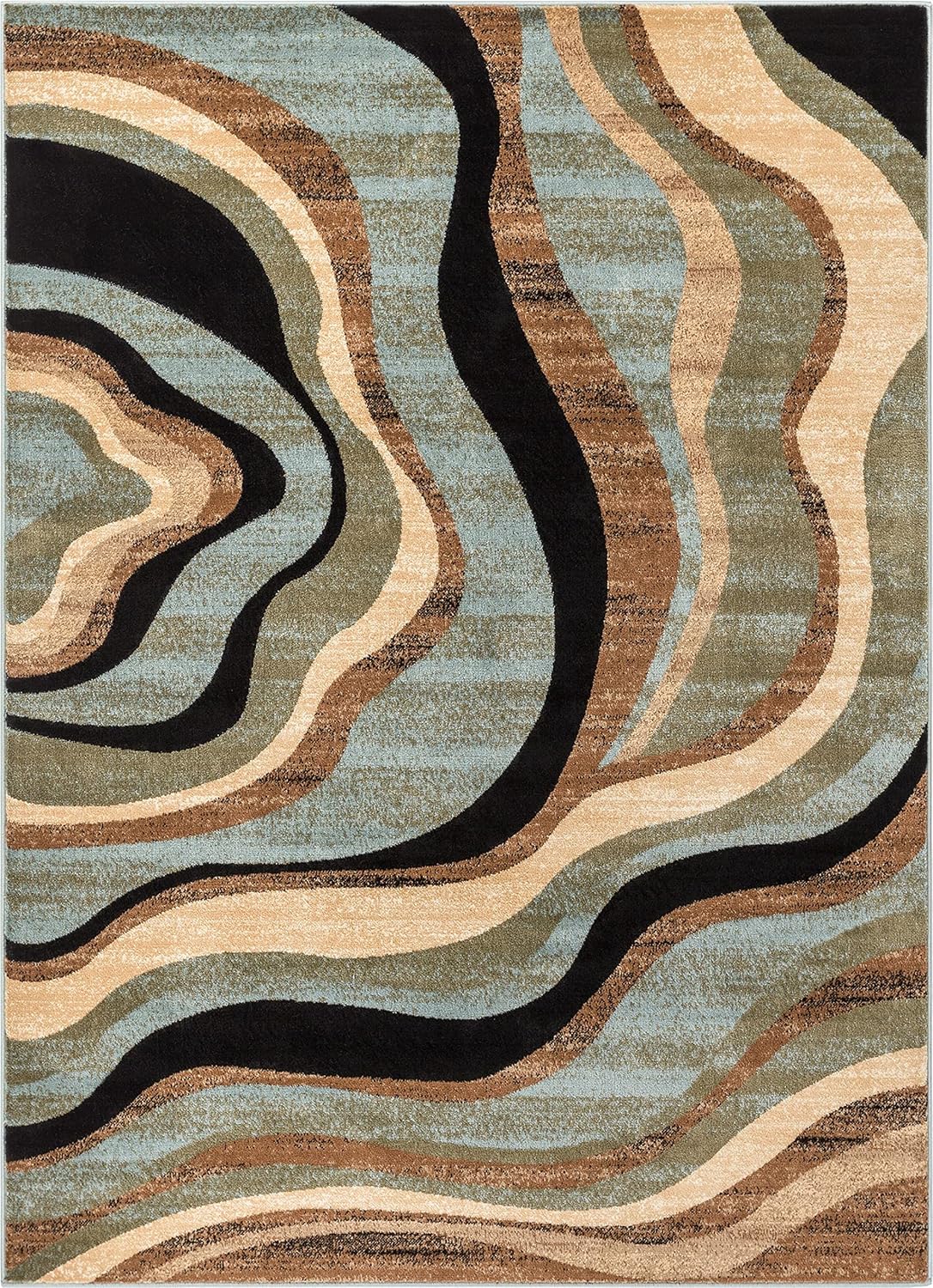 Blue Brown Geometric Area Rug 9x13 M2818