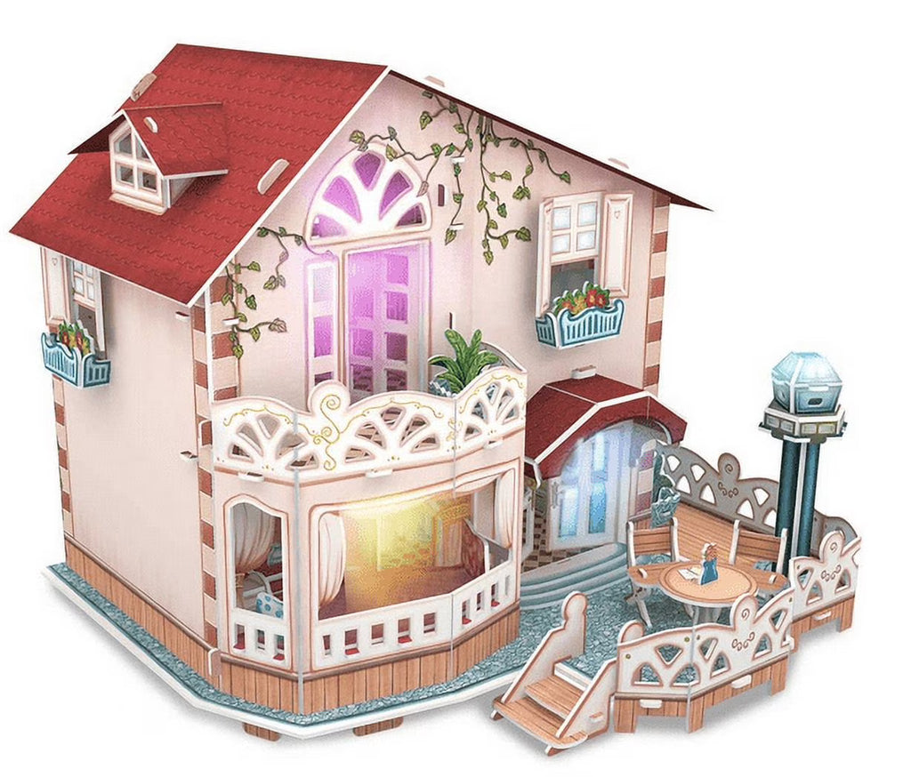 Dollhouse Bungalow with LED Light 11.4"x10"x10" L4127