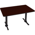 Mahogany Rectangular Bar and Caf Table with T-Bases and Columns O682669