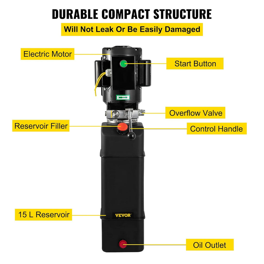 Hydraulic Pump 4 Gallon 3450 RPM 208-230 Volt 2 Horsepower Portable Car Lift I333