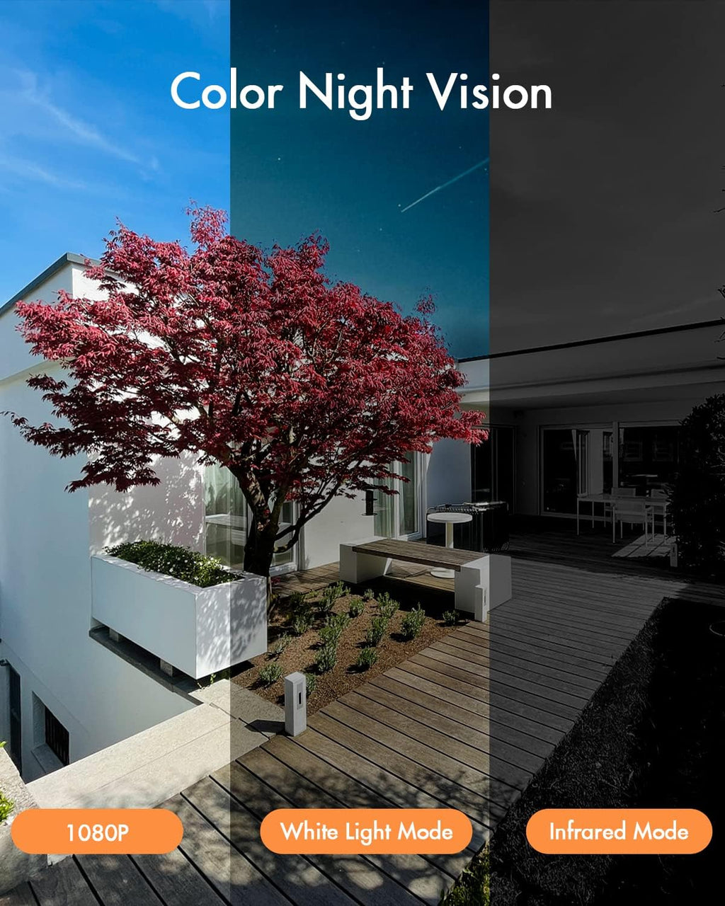 Solar Powered Security Camera Wireless Outdoor WiFi 1080P Color Night Vision with Solar Panel Z8854