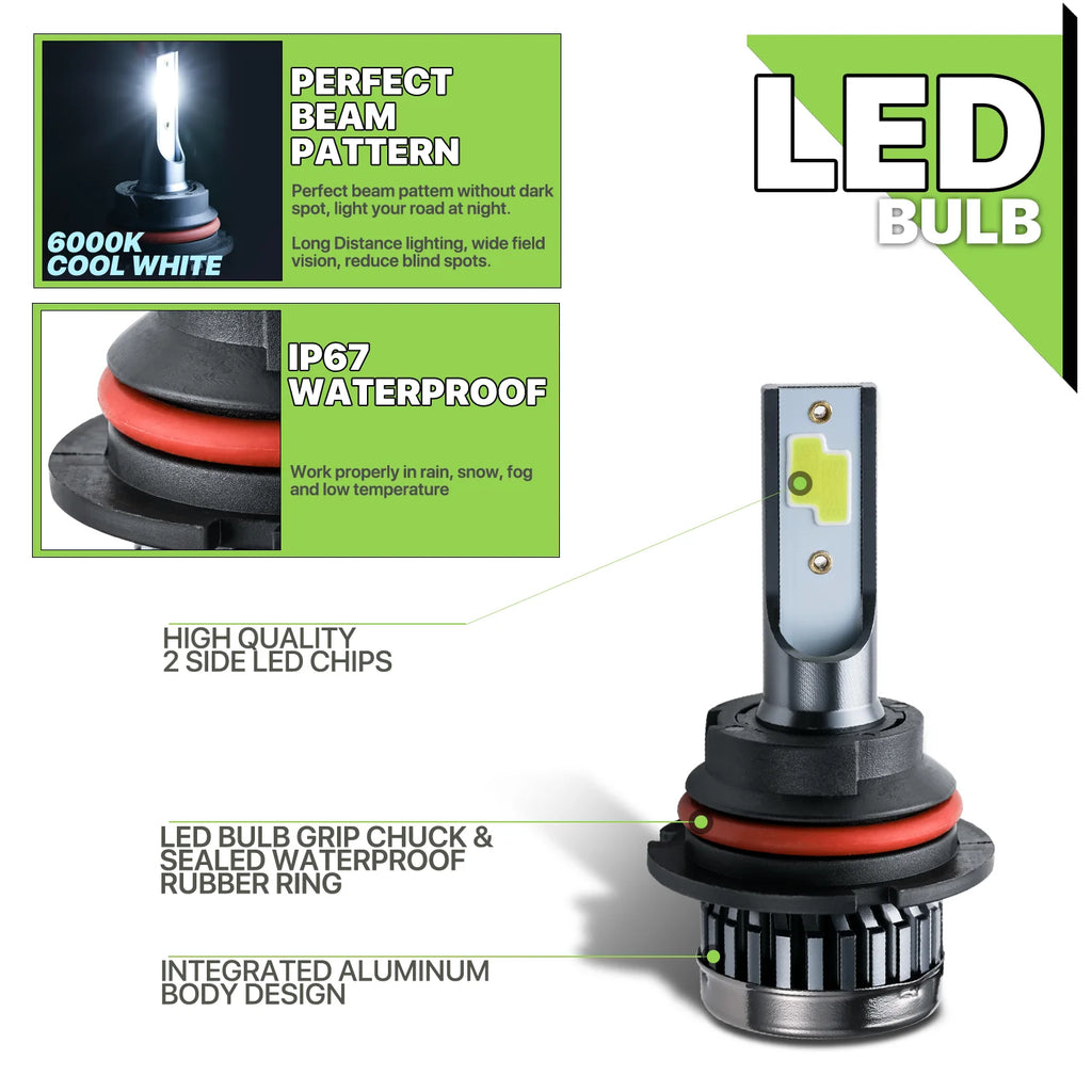 1 Pair Headlight Assembly with Pre-Assembled LED Bulbs I1124