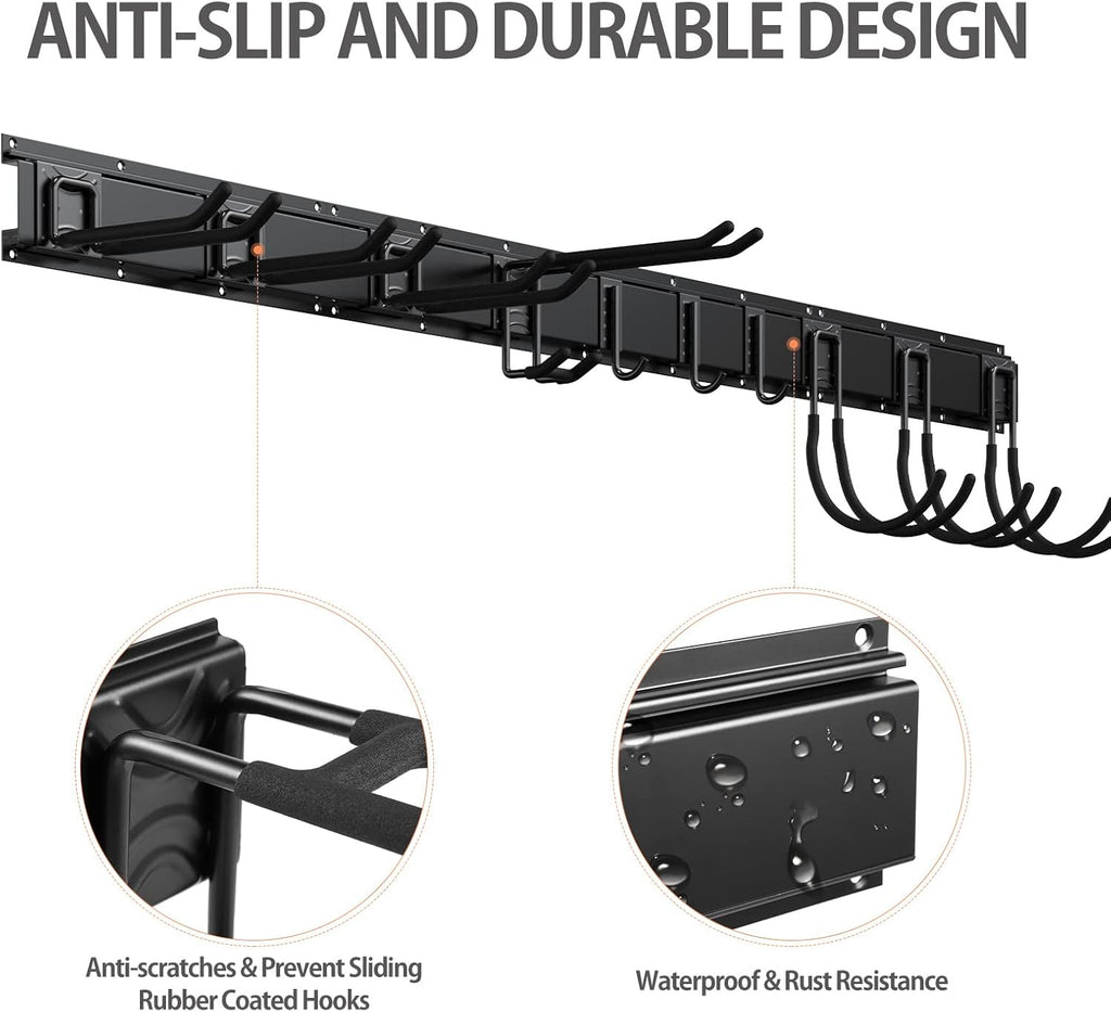 14 PCS Steel Garage Tool Organizer Wall Mounted with 10 Hooks J4460