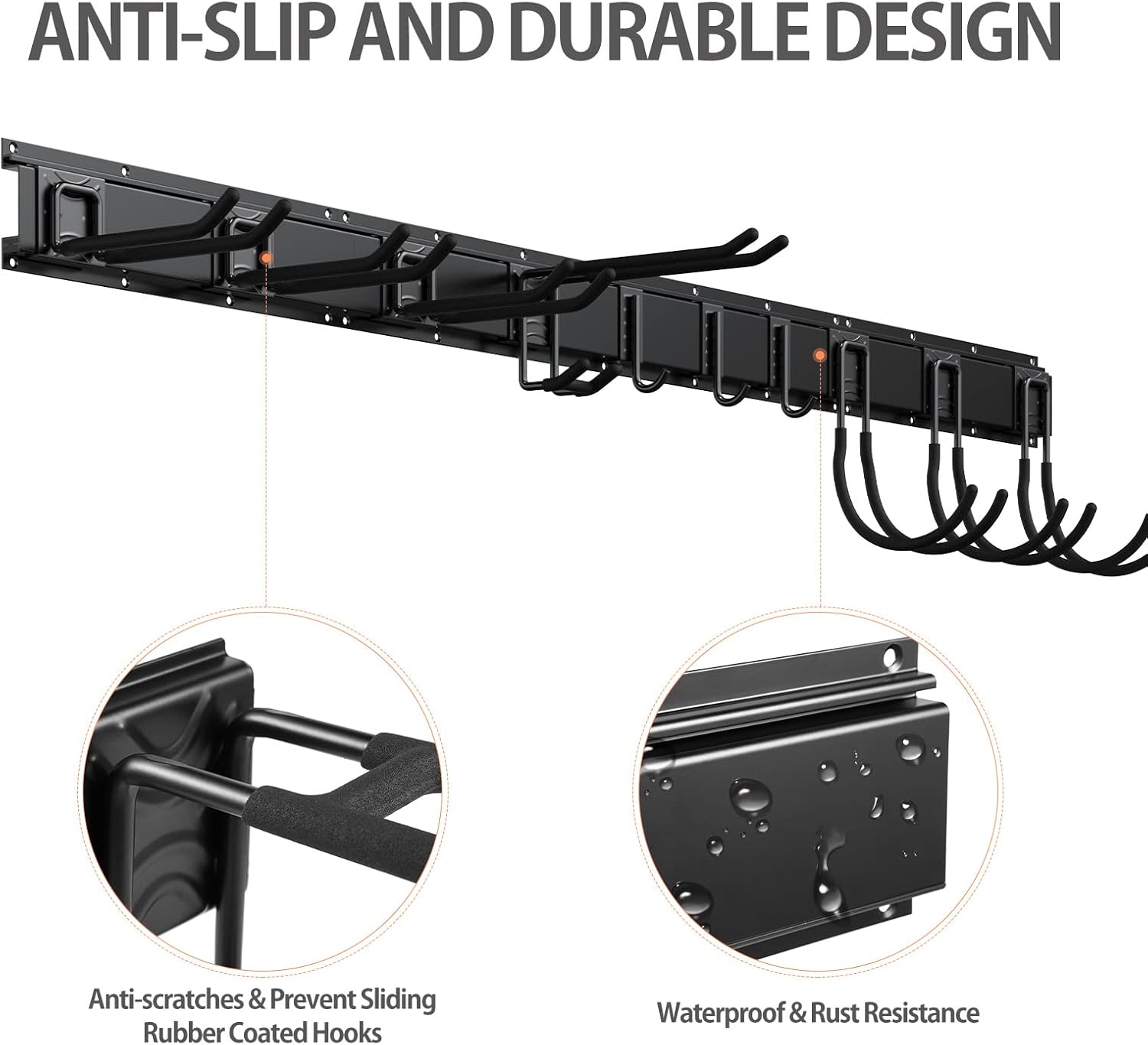 14 PCS Steel Garage Tool Organizer Wall Mounted with 10 Hooks J4460