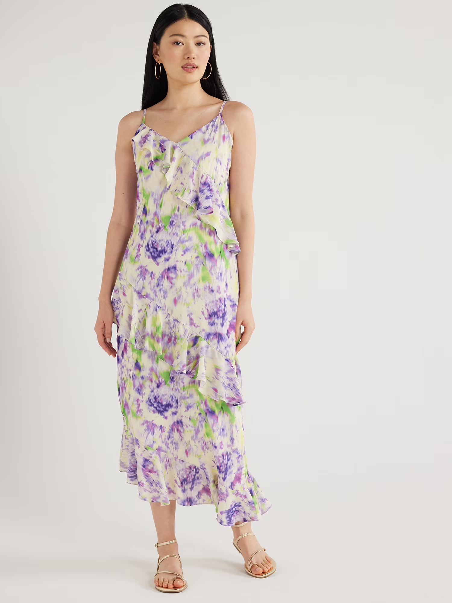 Ruffle Slip Bias Cut Dress Z1099