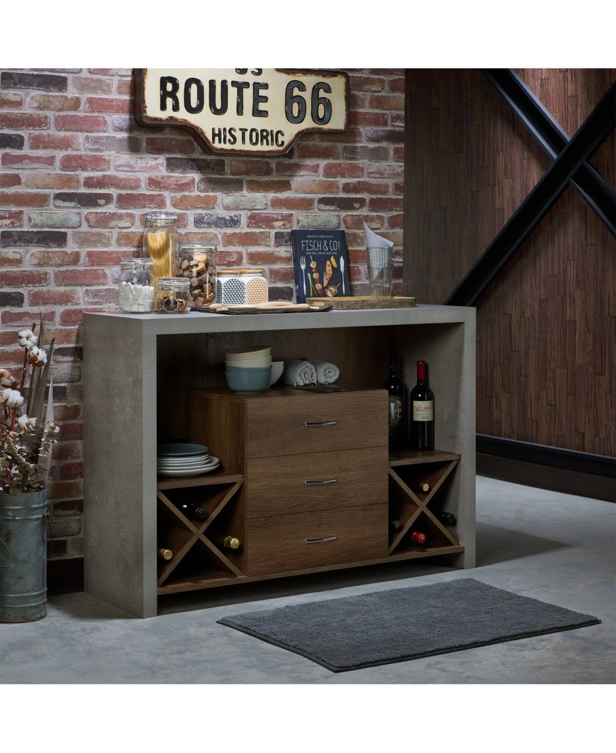 Industrial Buffet Table Brown R1872