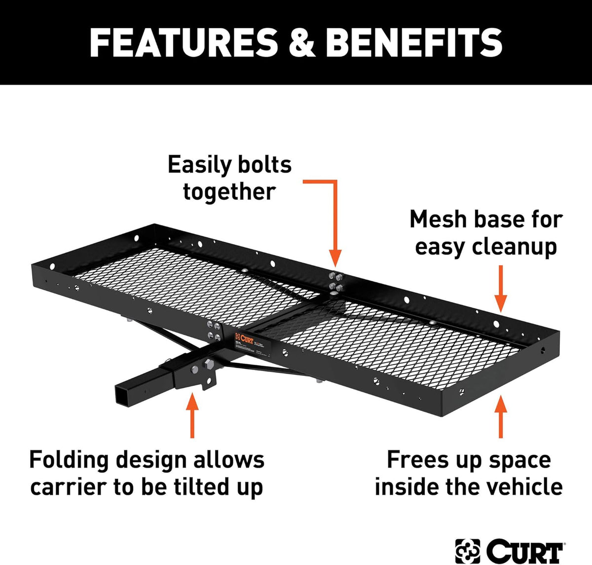 Black Steel Folding Hitch Cargo Carrier E145635