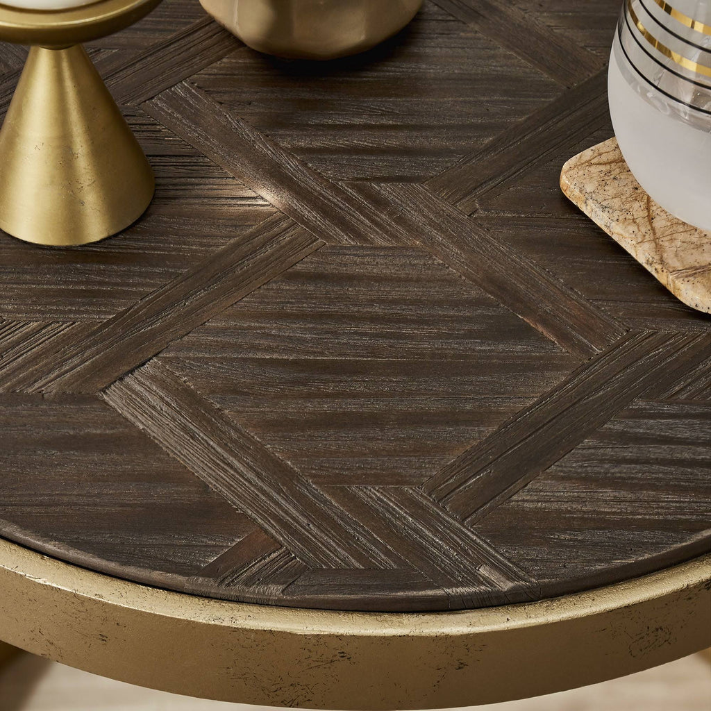 Antique Gold Finish Wood End Table R397207