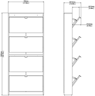 4 Drawer White Shoe Cabinet J441