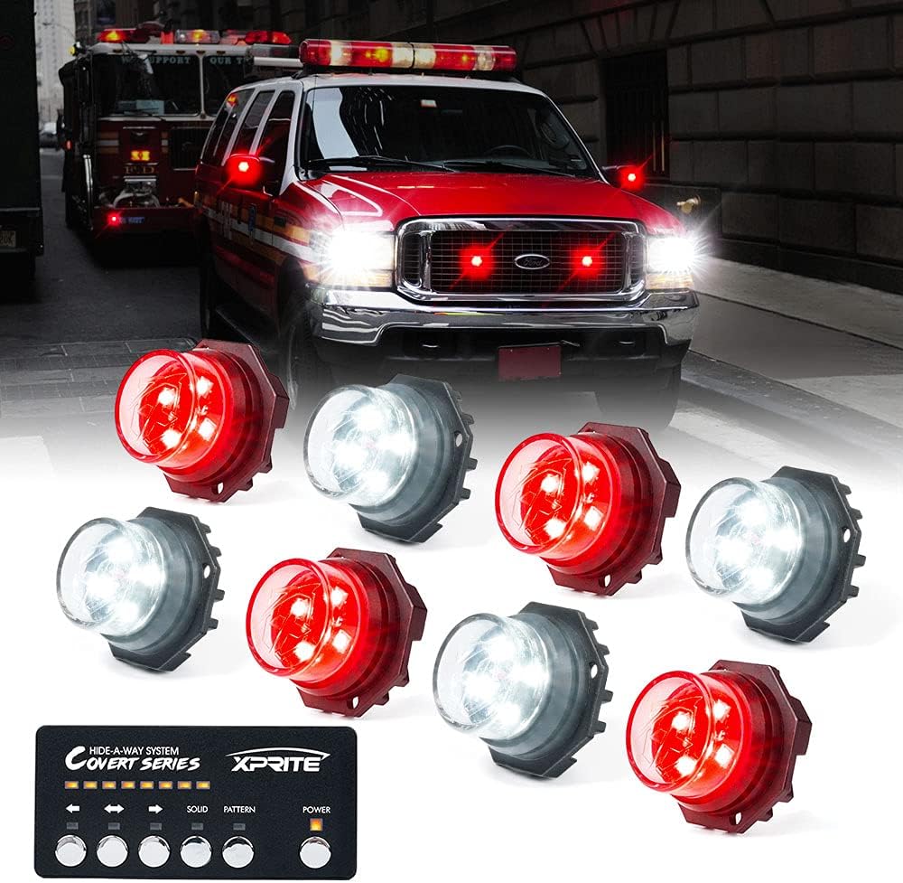 White Amber Yellow LED Hideaway Strobe Lights Kit 4 PCs B266938
