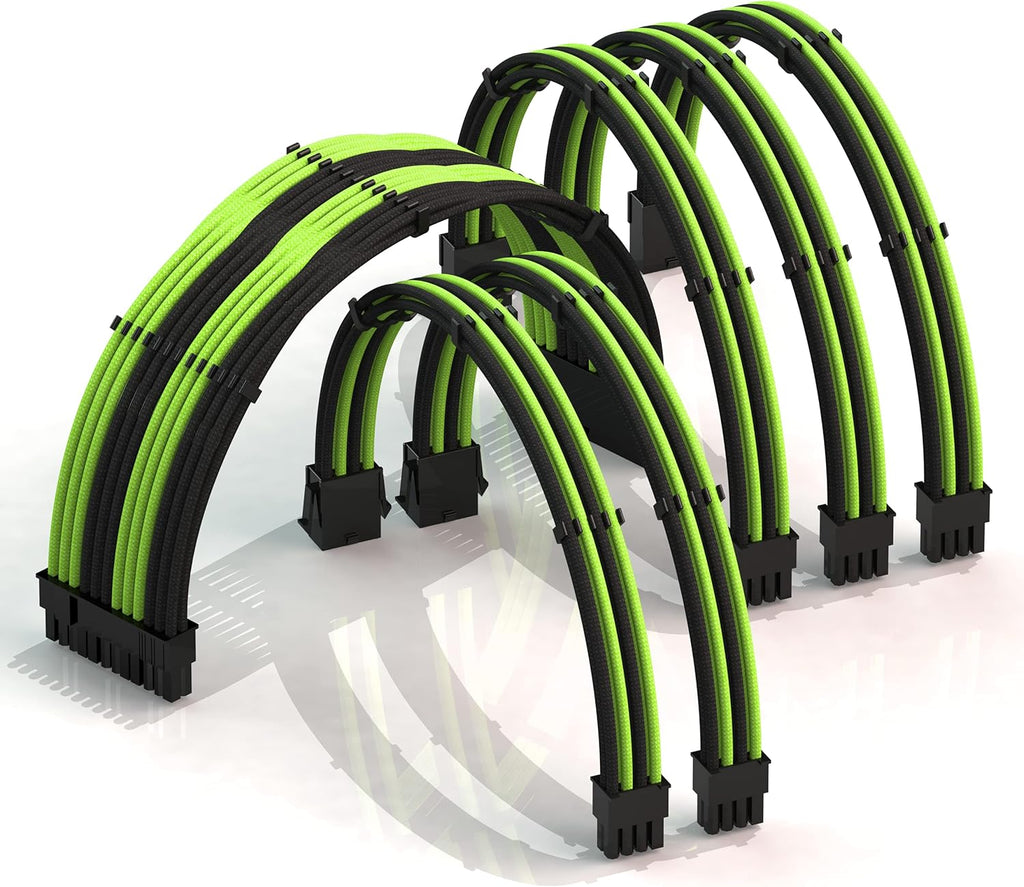 30cm Braided PSU Cable Extension Kit Blueblack Pack of 2 G35439