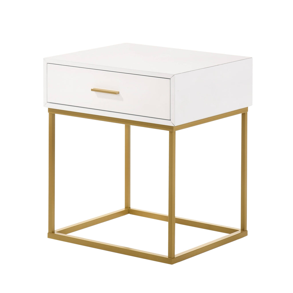 White One Drawer Dresser with Gold Legs O8904