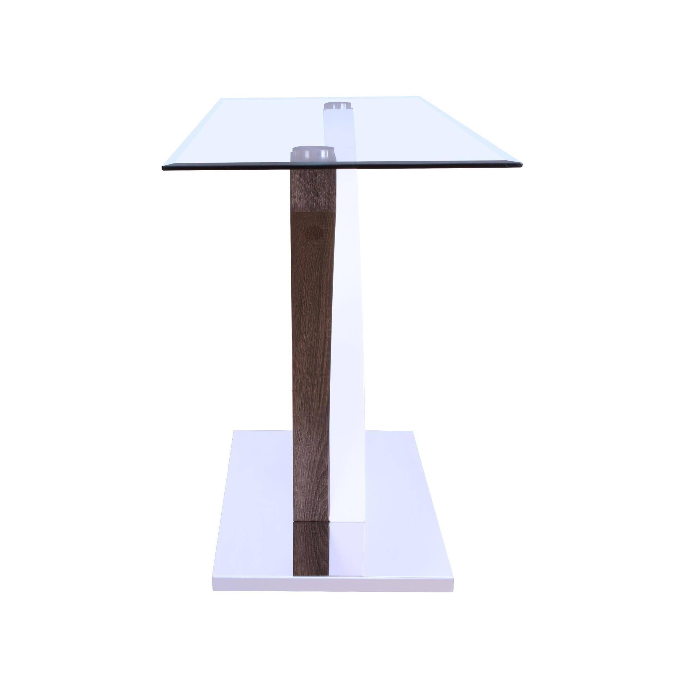Clear Glass White Walnut Sofa Table A478