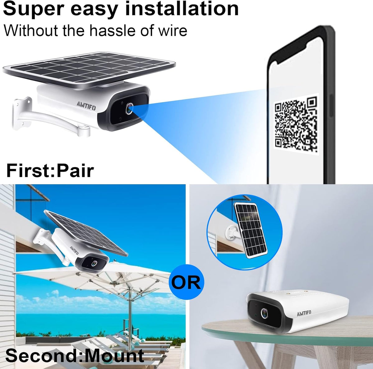 Wireless Outdoor Solar WiFi Surveillance Camera System with Two Way Audio and Night Vision W6118