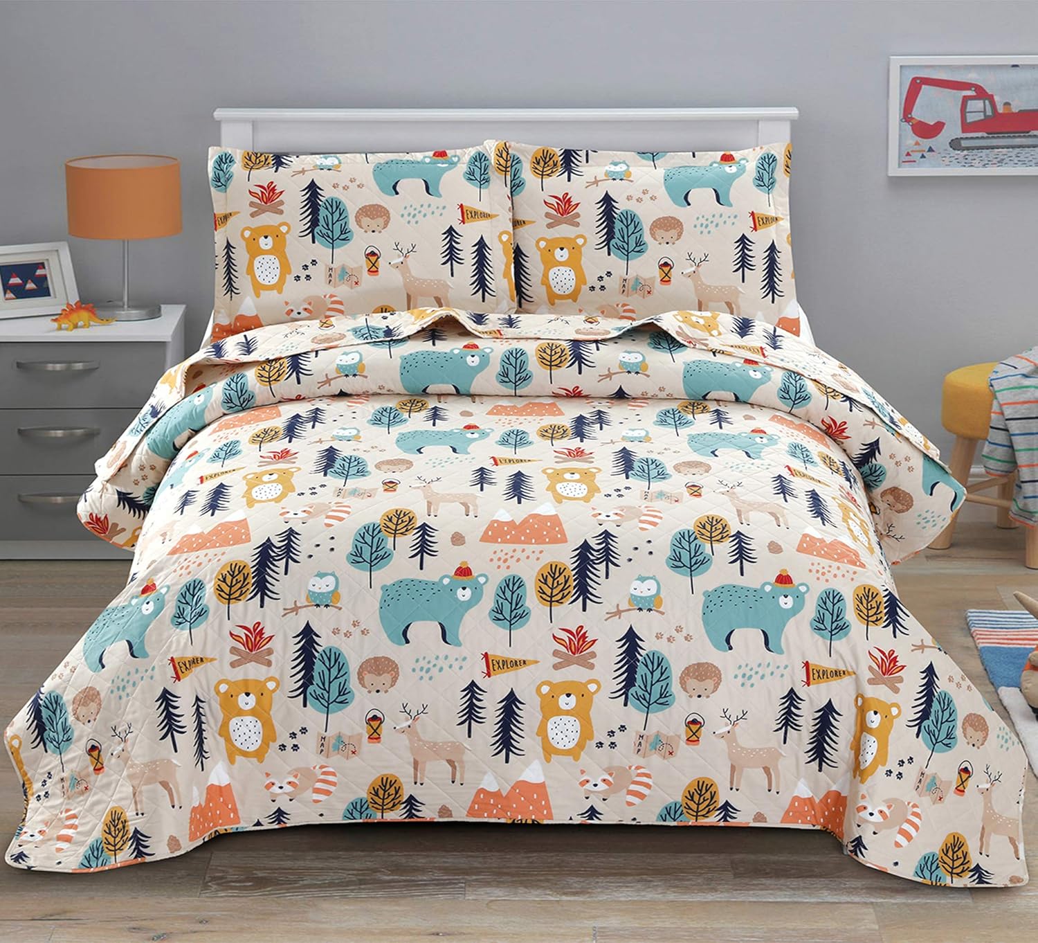 Twin Cartoon Bear Quilt Bedding Set M87623