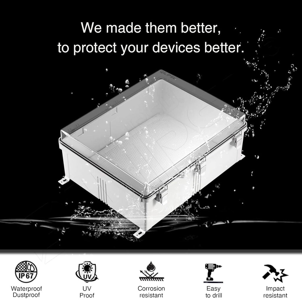 Clear Hinged Cover Junction Box with Mounting Plate, IP67 Waterproof ABS Plastic Grey U6795