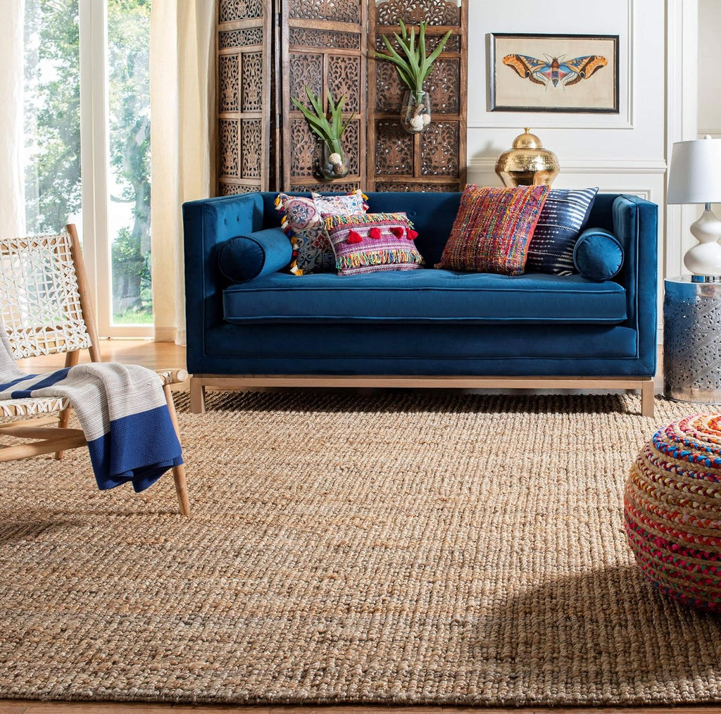 Natural Fiber Collection X-Large Area Rug - 11' x 15', Natural, Handmade Chunky Textured Jute 0.75-inch Thick L752