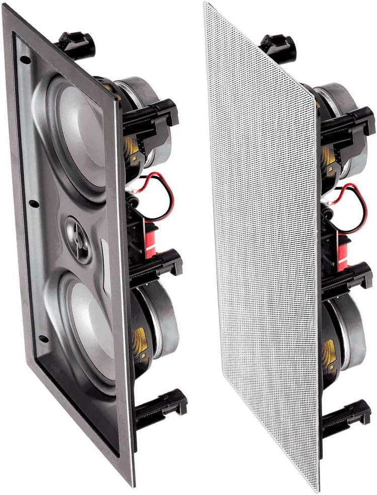 In Wall 8" Speakers Pair with Silk Dome Tweeter and Trimless Magnetic Grill S847648