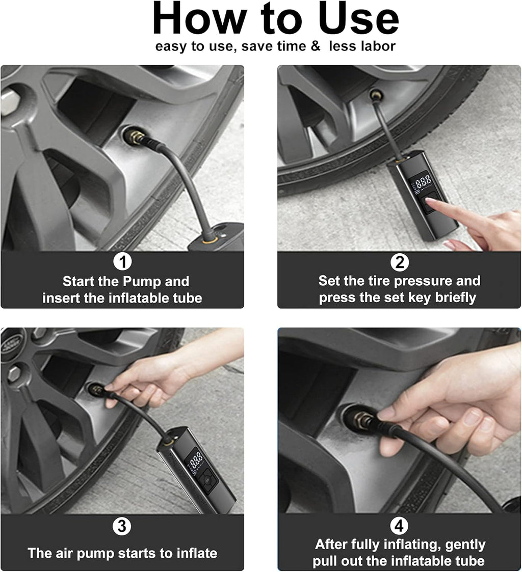 Portable Air Compressor Tire Inflator 6000mAh 150 PSI with Power Bank LED Light B70467