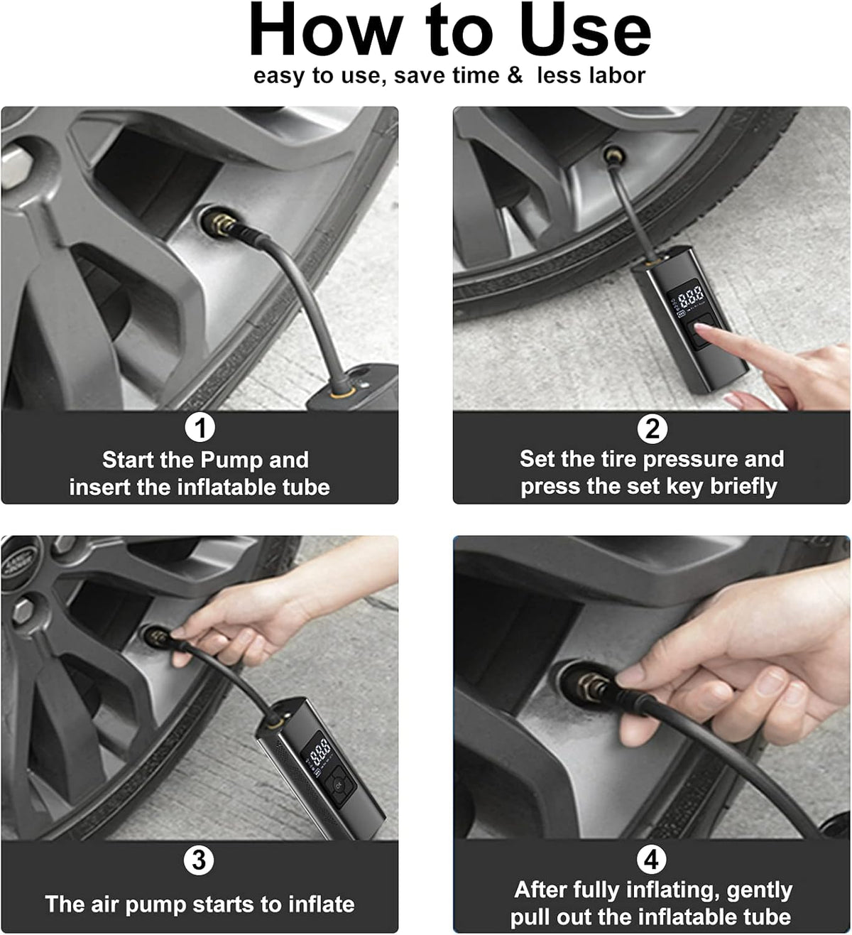 Portable Air Compressor Tire Inflator 6000mAh 150 PSI with Power Bank LED Light B70467