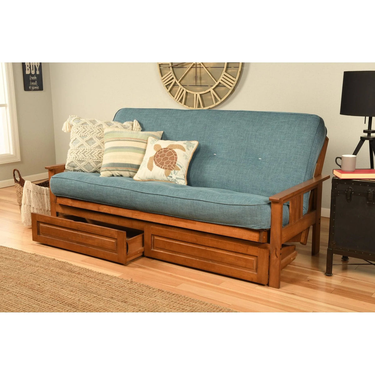 Full-Size Storage Futon with Suede Mattress P64087