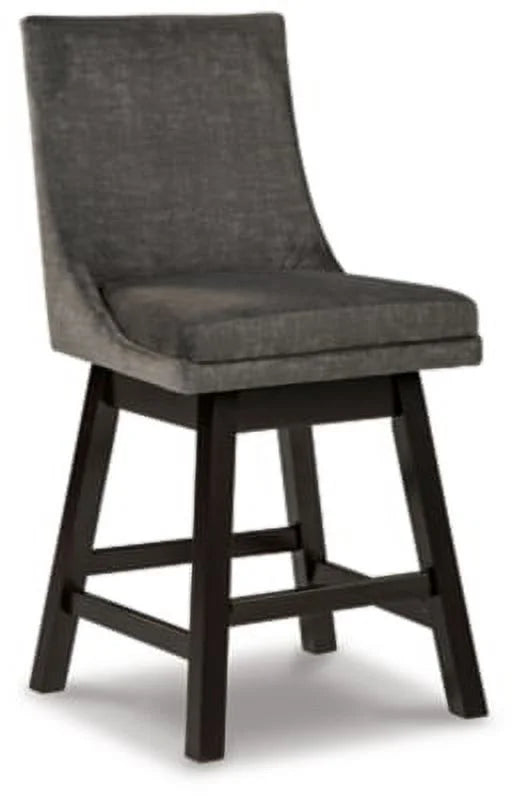 Upholstered Swivel Counter Height Stool Set of 2, Dark Gray O436603