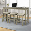 4-Piece Counter Height Dining Table Set with 3 Leather Padded Stools G67643