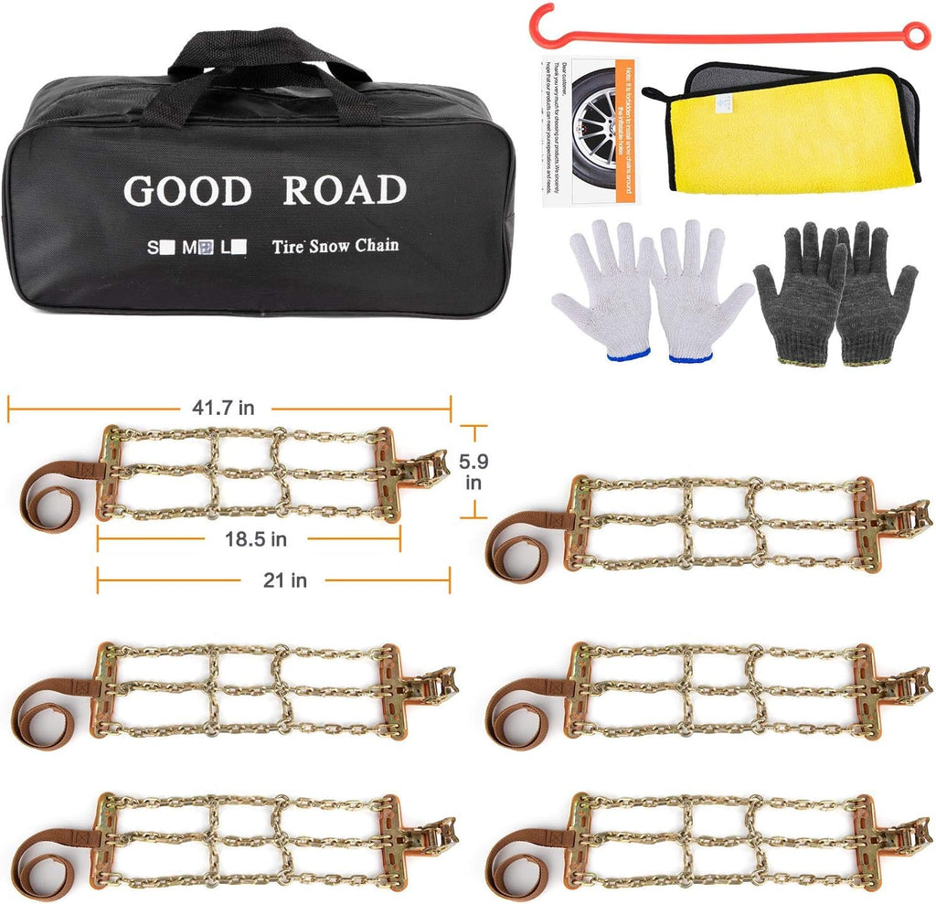 6 Packs Car Snow Chains with Thickened Manganese Steel Tire Width 195-235mm S81153